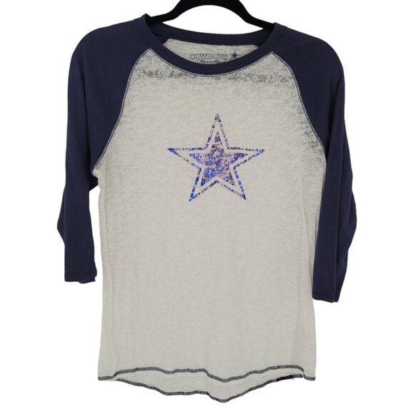 Cowboys her style large burnout blue raglan style star Dallas NFL Football - Picture 1 of 9